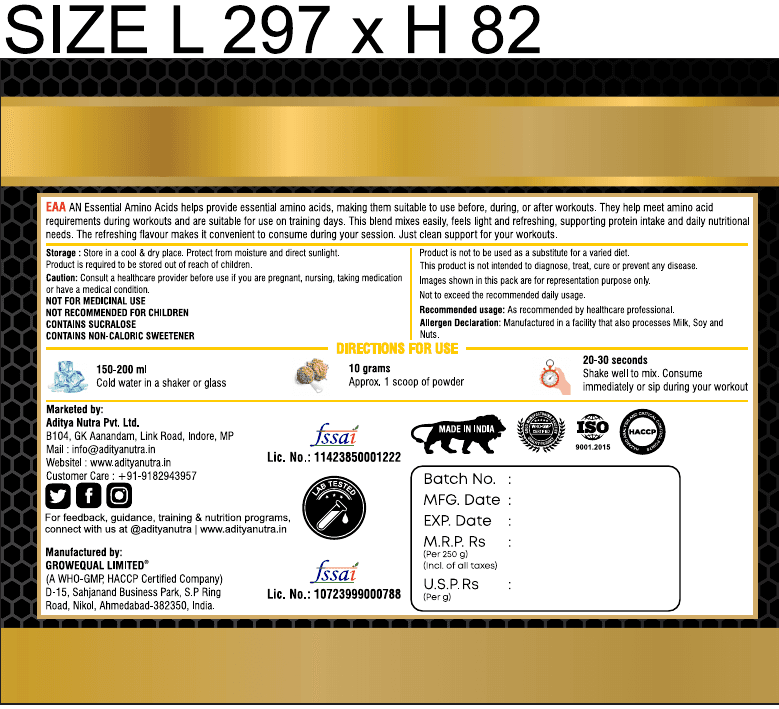 ADITYANUTRA ESSENTIAL AMINO ACIDS (EAA) — Left Label