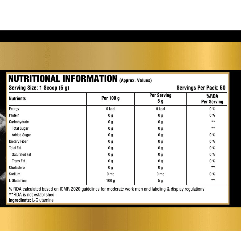 ADITYANUTRA L-GLUTAMINE — Nutritional Information (NI)